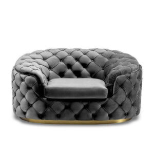 Imperial Grey Velvet Gold Armchair Sofa - Avant Garde Furniture - Designer Furniture Store & Luxury Home Decor