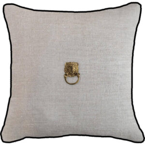 Imperial Lion Natural Linen Black Cushion - Avant Garde Furniture - Designer Furniture Store & Luxury Home Decor