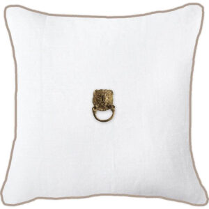 Imperial Lion White Natural Linen Cushion - Avant Garde Furniture - Designer Furniture Store & Luxury Home Decor