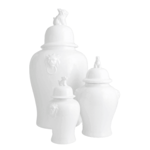 Imperial White Lion Ceramic Temple Jar Set of 3 - Avant Garde Furniture - Designer Furniture Store & Luxury Home Decor