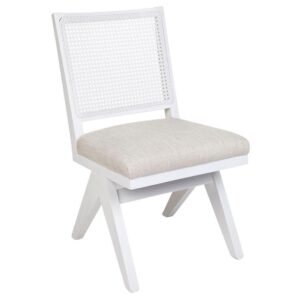 Imperial Natural Linen White Rattan Dining Chair - Avant Garde Furniture - Designer Furniture Store & Luxury Home Decor