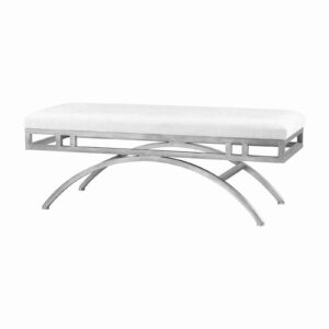 Imperial White Velvet Antique Silver Bench - Avant Garde Furniture - Designer Furniture Store & Luxury Home Decor