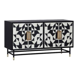 India Black White Bone Inlay Brass Buffet - Avant Garde Furniture - Designer Furniture Store & Luxury Home Decor