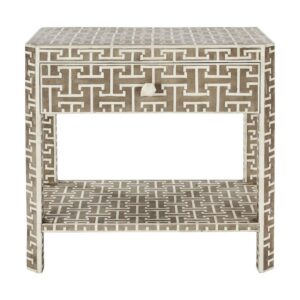 India Light Brown White Bone Inlay Drawer - Avant Garde Furniture - Designer Furniture Store & Luxury Home Decor