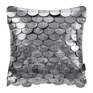India Silver Cowhide Leather Scallop Cushion 50cm - Avant Garde Furniture - Designer Furniture Store & Luxury Home Decor