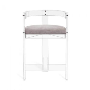 Interlude Griege Velvet Counter Stool Chair - Avant Garde Furniture - Designer Furniture Store & Luxury Home Decor