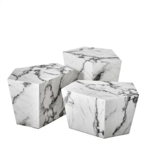 Italia Statutario Marble Coffee Table Set of 3 - Avant Garde Furniture - Designer Furniture Store & Luxury Home Decor