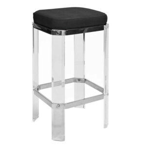 Jacques Black Velvet Lucite Chrome Barstool - Avant Garde Furniture - Designer Furniture Store & Luxury Home Decor