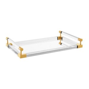 Jacques Lucite Polished Brass Large Serving Tray - Avant Garde Furniture - Designer Furniture Store & Luxury Home Decor