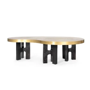 Zen Brushed Brass Oak Coffee Table
