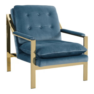 Jetsetter Light Blue Velvet Gold Armchair - Avant Garde Furniture - Designer Furniture Store & Luxury Home Decor