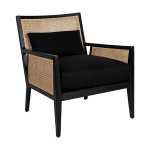 Kane Black Rattan Arm Chair - Black Linen - Avant Garde Furniture - Designer Furniture Store & Luxury Home Decor