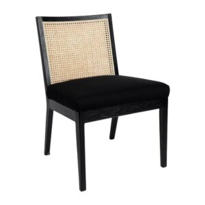 Kane Black Rattan Carver Chair - Black Linen - Avant Garde Furniture - Designer Furniture Store & Luxury Home Decor