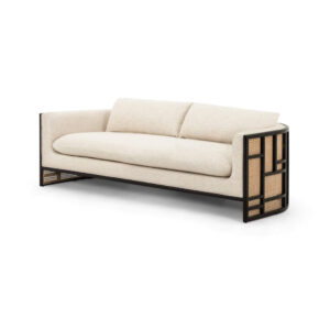 Kane Black Rattan Cream Linen Carver Sofa - Avant Garde Furniture - Designer Furniture Store & Luxury Home Decor