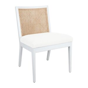 Kane White Rattan Carver Chair - White Linen - Avant Garde Furniture - Designer Furniture Store & Luxury Home Decor