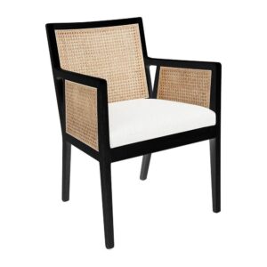 Kane White Rattan Carver Chair - White Linen - Avant Garde Furniture - Designer Furniture Store & Luxury Home Decor
