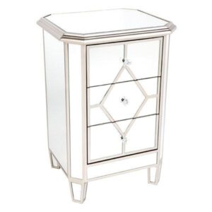 Kensington Antique Silver Mirror Bedside Table - Avant Garde Furniture - Designer Furniture Store & Luxury Home Decor