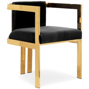 Kingpin Black Velvet Gold Dining Chair - Avant Garde Furniture - Designer Furniture Store & Luxury Home Decor