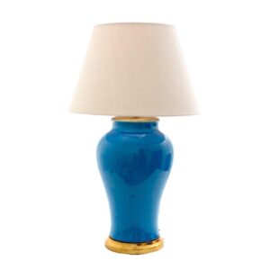 Kingston Turquoise Ceramic Gold Urn Lamp with White Shade - Avant Garde Furniture - Designer Furniture Store & Luxury Home Decor