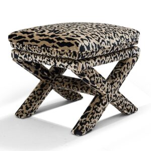 Kylie Leopard Chenille Ottoman Stool - Avant Garde Furniture - Designer Furniture Store & Luxury Home Decor