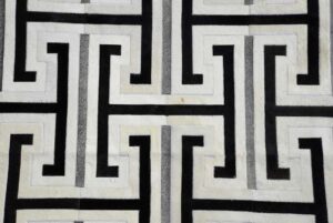 Labyrinth Black Silver White Cowhide Rug / Per Sq Metre - Avant Garde Furniture - Designer Furniture Store & Luxury Home Decor