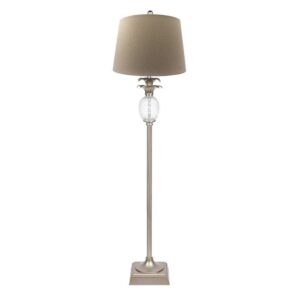 Langley Antique Silver Floor Lamp with Grey Linen Shade - Avant Garde Furniture - Designer Furniture Store & Luxury Home Decor