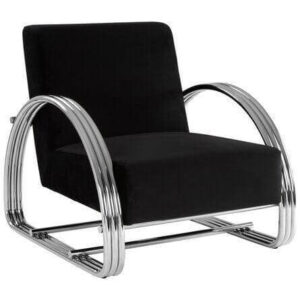 Laurent Black Velvet Chrome Armchair - Avant Garde Furniture - Designer Furniture Store & Luxury Home Decor