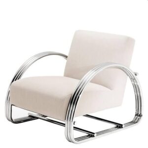 Laurent White Velvet Chrome Armchair - Avant Garde Furniture - Designer Furniture Store & Luxury Home Decor