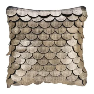 India Gold Cowhide Leather Scallop Cushion 50cm - Avant Garde Furniture - Designer Furniture Store & Luxury Home Decor