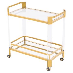 Pascal Lucite Gold Mirror Bar Cart