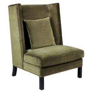 Lourdes Moss Velvet Occasional Wing Chair - Avant Garde Furniture - Designer Furniture Store & Luxury Home Decor