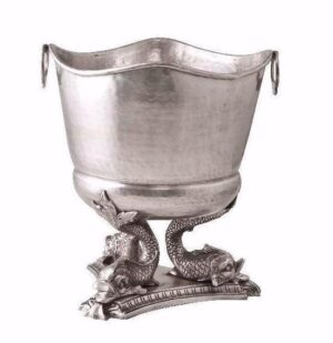 Majestic Koi Pedestal Pewter Champagne Cooler - Avant Garde Furniture - Designer Furniture Store & Luxury Home Decor