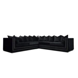 Manhattan Black Velvet Studded Modular Sofa - Avant Garde Furniture - Designer Furniture Store & Luxury Home Decor
