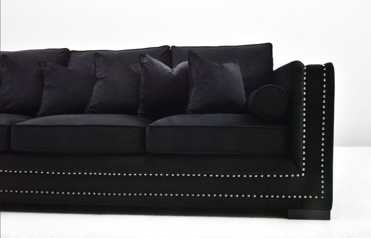 Manhattan Black Velvet Studded Modular Sofa - Avant Garde Furniture - Designer Furniture Store & Luxury Home Decor