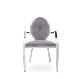 Manhattan Chrome Grey Velvet Dining Chair - Avant Garde Furniture - Designer Furniture Store & Luxury Home Decor