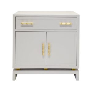 Marcus Light Grey Lacquer Gold Leaf Cabinet - Avant Garde Furniture - Designer Furniture Store & Luxury Home Decor