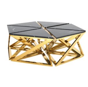Marigold Nero Marquina Marble Gold Coffee Table - Avant Garde Furniture - Designer Furniture Store & Luxury Home Decor