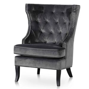 Marina Dark Grey Wing Chair - Avant Garde Furniture - Designer Furniture Store & Luxury Home Decor
