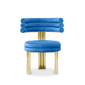 Marshmallow Blue Velvet Gold Chair - Avant Garde Furniture - Designer Furniture Store & Luxury Home Decor
