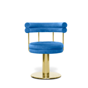 Marshmallow Blue Velvet Gold Chair - Avant Garde Furniture - Designer Furniture Store & Luxury Home Decor