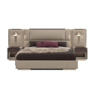 Mayfair Italian Leather Bed With Matching Sconce Bedside Panel - Avant Garde Furniture - Designer Furniture Store & Luxury Home Decor