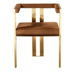 Meccano Mocca Velvet Brushed Brass Dining Chair - Avant Garde Furniture - Designer Furniture Store & Luxury Home Decor
