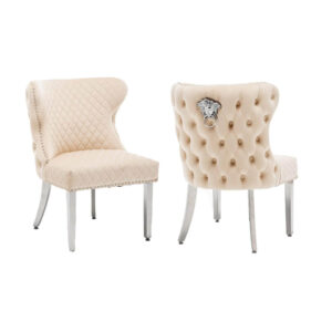 Medusa Cream Velvet Chrome Dining Chair - Avant Garde Furniture - Designer Furniture Store & Luxury Home Decor