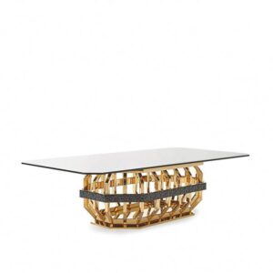 Milano Gold Glass Dining Table - Avant Garde Furniture - Designer Furniture Store & Luxury Home Decor