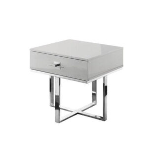 Miller Soft Grey White Bedside Table - Avant Garde Furniture - Designer Furniture Store & Luxury Home Decor