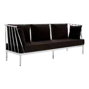 Campari Silver Black Velvet Sofa 210cm - Avant Garde Furniture - Designer Furniture Store & Luxury Home Decor