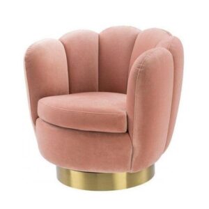 Mirage Savona Nude Velvet Brass Swivel Chair - Avant Garde Furniture - Designer Furniture Store & Luxury Home Decor