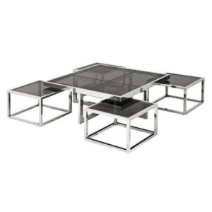 Missoni Chrome Smoked Glass Coffee Table Set - Avant Garde Furniture - Designer Furniture Store & Luxury Home Decor