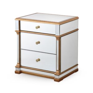 Naxos Gold Mirror 3 Drawer Bedside - Avant Garde Furniture - Designer Furniture Store & Luxury Home Decor