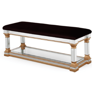 Naxos Gold Mirror Black Velvet Bench - Avant Garde Furniture - Designer Furniture Store & Luxury Home Decor